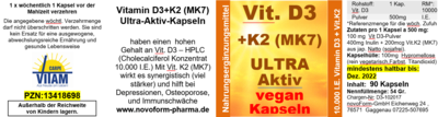 VIT.D3+K2 Ultra Aktiv 10.000 I.E. Kapseln