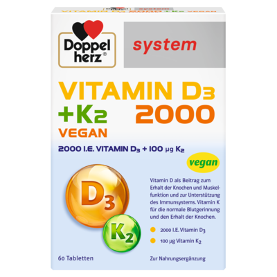 DOPPELHERZ Vitamin D3 2000+K2 system Tabletten